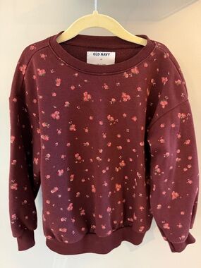 Old Navy Maroon Floral Crewneck Sweater